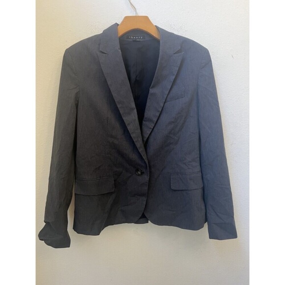 THEORY GRAY STRIPED BLAZER SIZE 12 (L10)